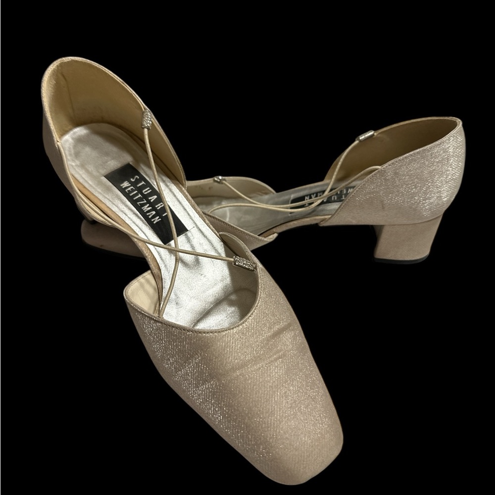 Stuart Weitzman Women's Cream Shimmer Heels